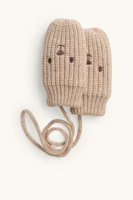 Bärchen - Baby-Strick-Fäustlinge