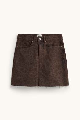 Jeans-Minirock - Leo-Print