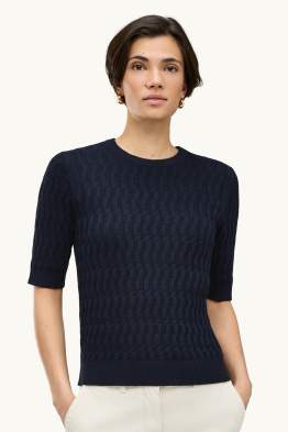 Strickpullover - kurzarm - Zopfmuster