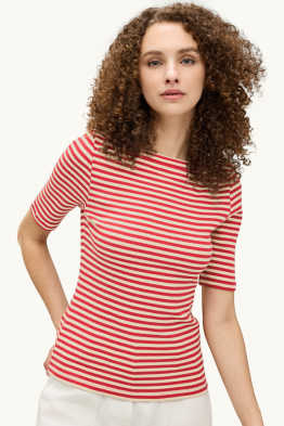 Camiseta - regular fit - de rayas - con textura