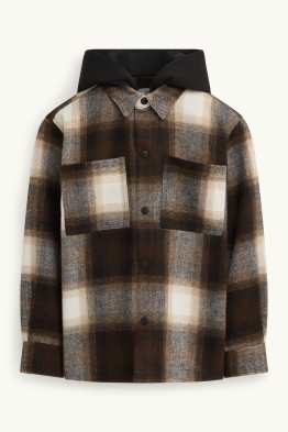Flannel jacket with hood