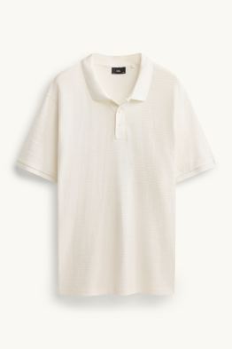 Tricou polo din tricot - regular fit - structurat - cu dungi