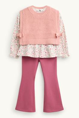 Conjunt - top de punt, brusa i leggings acampanats - 3 peces