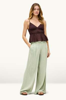 Pantalon met linnengehalte - mid waist - wide leg