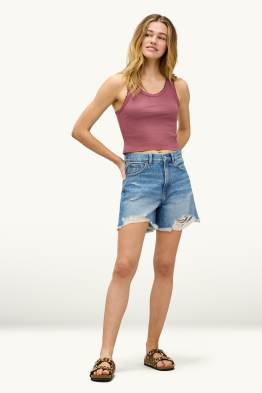 Jeans-Shorts - High Waist