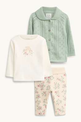 Cerbiatto e fiore - completo per neonate - 3 pezzi