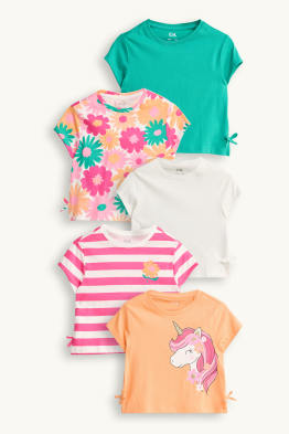 Multipack 5er - Einhorn und Blume - Kurzarmshirt