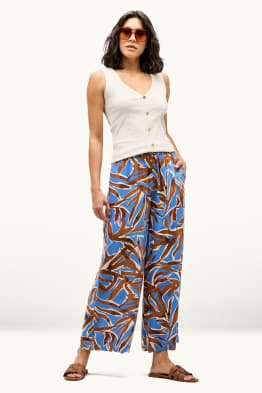 Pantalon - high waist - wide leg - met patroon