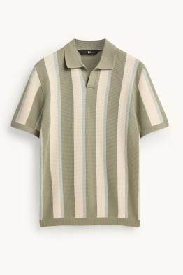 Polo in maglia - regular fit - a righe - tessuto tramato