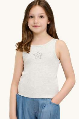 Ster - top met strass-steentjes - geribd