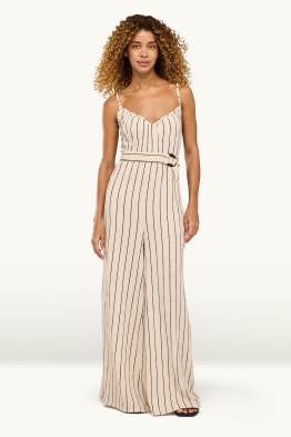 Jumpsuit mit Gürtel - Nadelstreifen