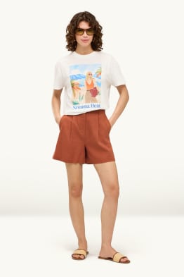 Short - mid waist - lin mélangé