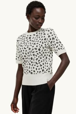 Pull de maille - manches courtes - imprimé léopard