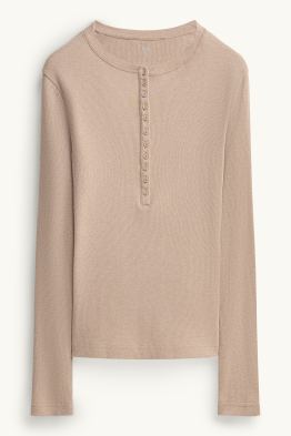 Haut henley - slim fit - côtelé