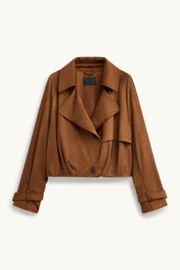 Trenci crop - imitație de piele întoarsă
