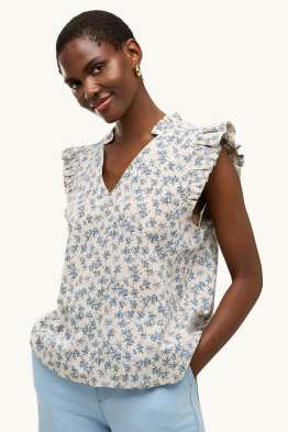 Blusa con scollo a V - a fiori