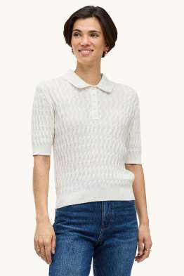 Strickpullover - kurzarm - strukturiert