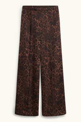 Cloth trousers - mid-rise waist - palazzo - leopard print