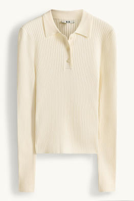 Polo à manches longues - slim fit - finition côtelée