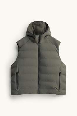 Technical quilted gilet with hood - water-repellent