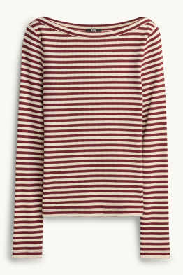 Longsleeve - regular fit - ribstof - gestreept