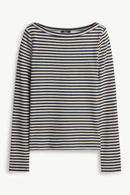 Langarmshirt - Regular Fit - gerippt - gestreift