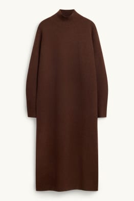 Knitted dress with band collar - straight fit