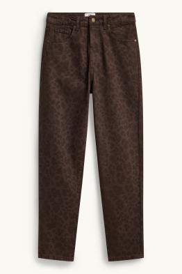 Mom jeans - talie înaltă - LYCRA ® - imprimeu de leopard