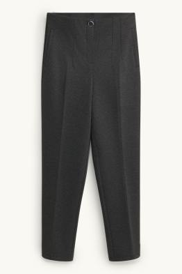 Crop plátěné kalhoty - high waist - tapered fit