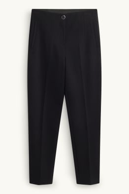 Crop plátěné kalhoty - high waist - tapered fit