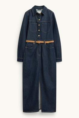 Vestito a blusa di jeans con cintura