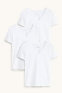 Set van 3 - T-shirt met V-hals - slim fit