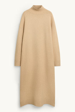 Knitted dress with band collar - straight fit