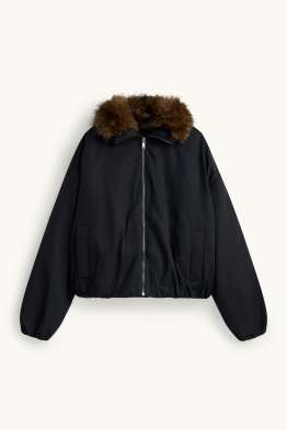 Jacke mit Kunstfellbesatz - gefüttert