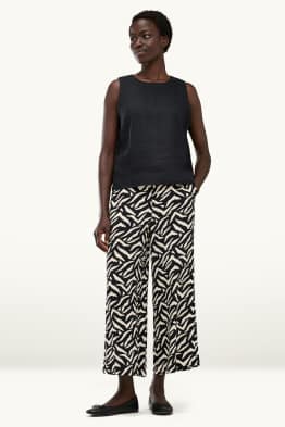 Pantalon en tissu - mid waist - straight fit - à motif