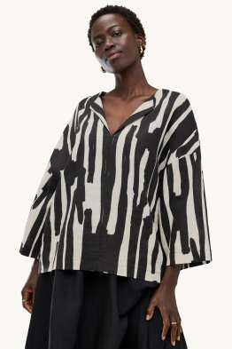 Blusa - mezcla de lino - estampada