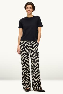 Stoffhose - High Waist - Wide Leg - gemustert