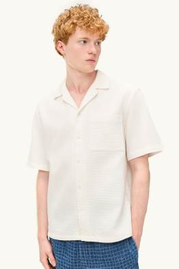 Overhemd - relaxed fit - reverskraag - met structuur
