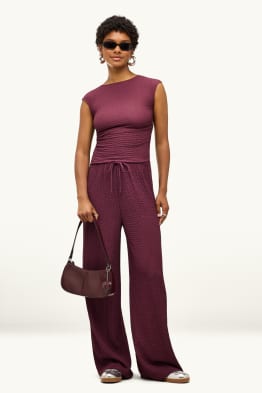 Stoffhose - Mid Waist - Loose Fit - strukturiert
