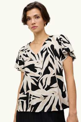 Bluse mit V-Ausschnitt - gemustert