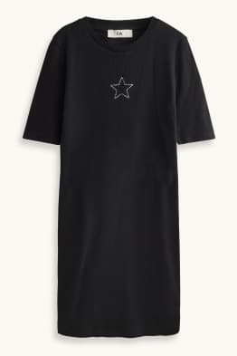 Stern - Kleid mit Strasssteinen - gerippt