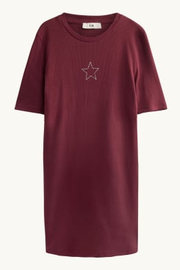 Stern - Kleid mit Strasssteinen - gerippt