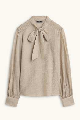 Blouse met knoop in de stof - geruit