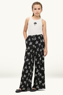 Palmiers - ensemble - haut et pantalon en toile - finition côtelée - 2 pièces