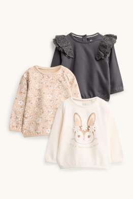 Multipack of 3 - bunny rabbit and flowers - baby sweatshirt