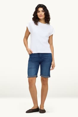 Bermuda van spijkerstof - mid waist - slim fit
