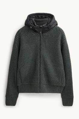 Gilet en maille à capuche