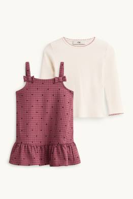 Cœur - ensemble - robe salopette et haut à manches longues - 2 pièces