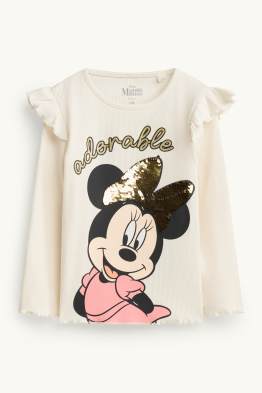 Minnie Maus - Langarmshirt - gerippt - Glanz-Effekt