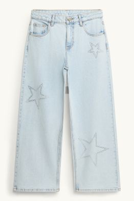 Stea - wide leg jeans cu ștrasuri